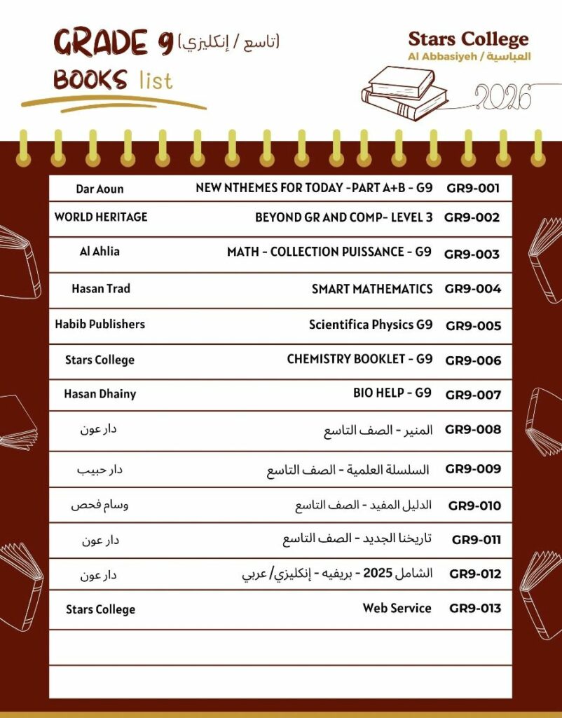 Grade 9 Books list