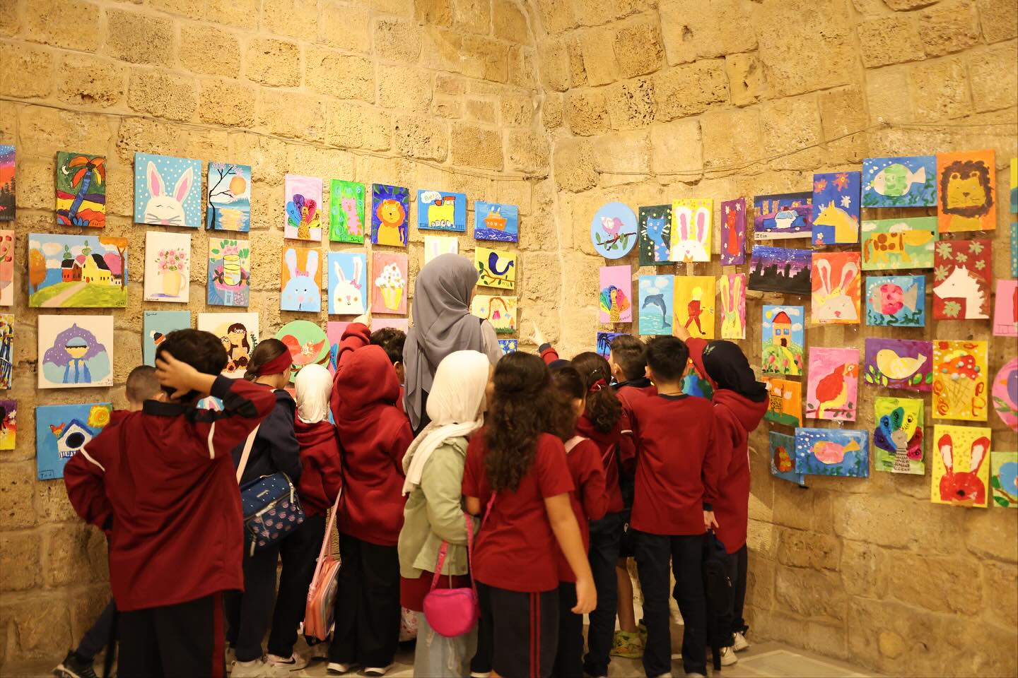 Stars College students visiting Qalaat Saida (Sidon Sea Castle) during an educational trip.