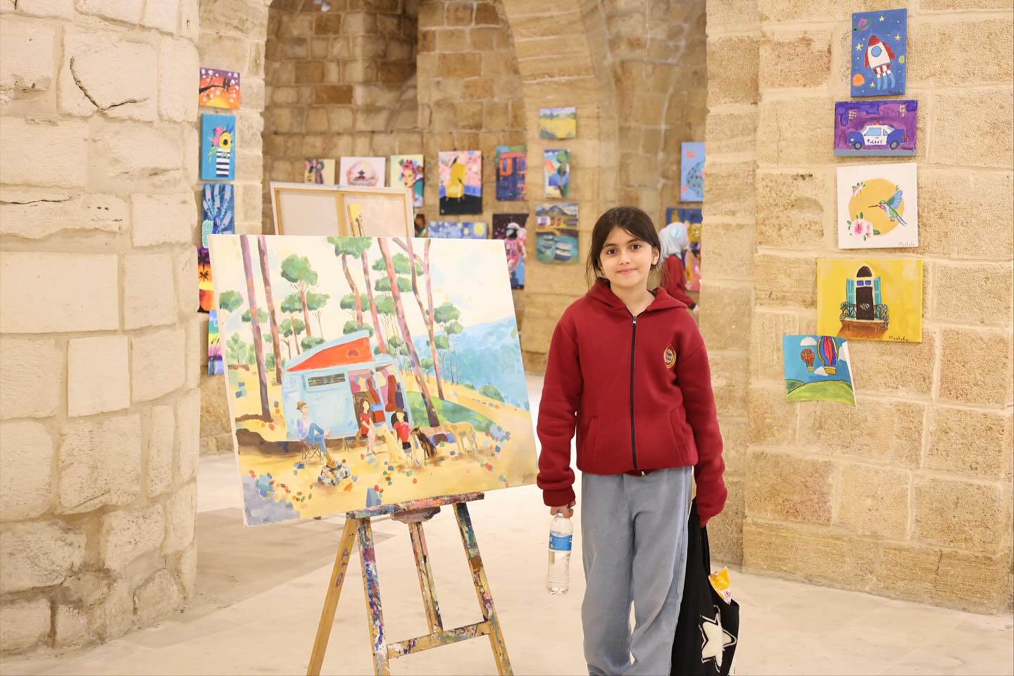 Stars College students visiting Qalaat Saida (Sidon Sea Castle) during an educational trip.