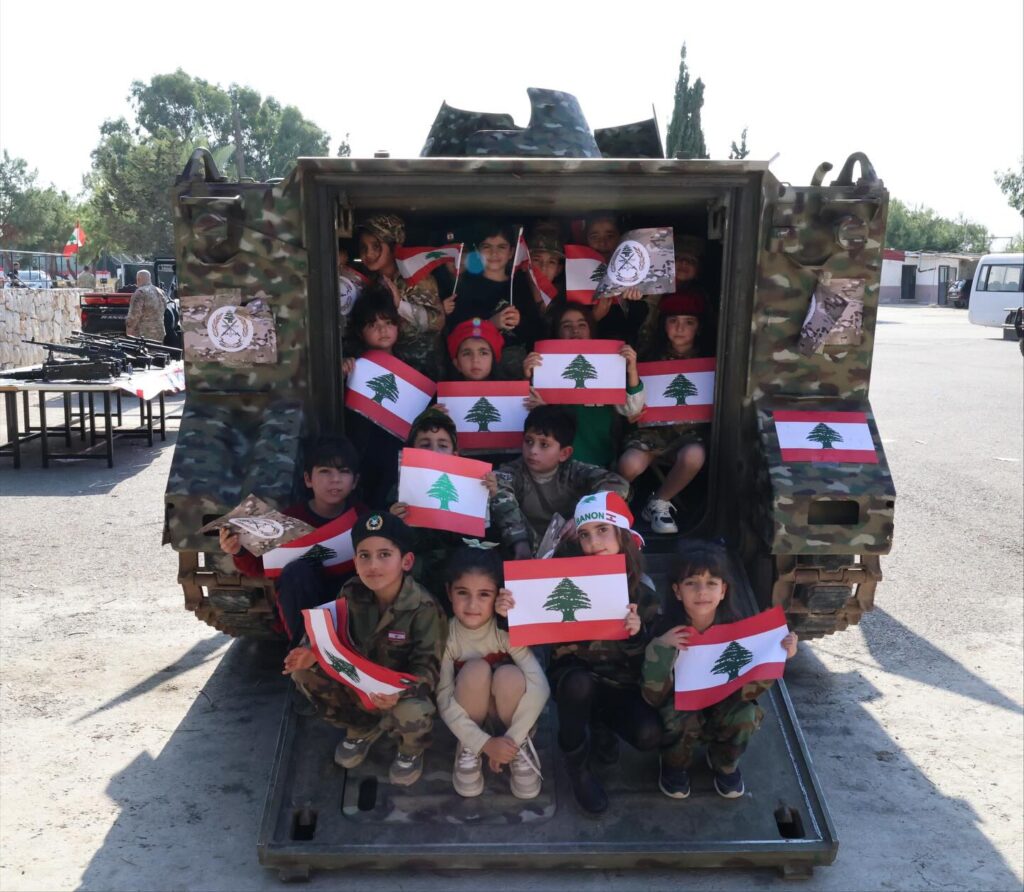 Stars College students visiting the Lebanese Army Barracks for Independence Day.
