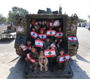 Stars College students visiting the Lebanese Army Barracks for Independence Day.