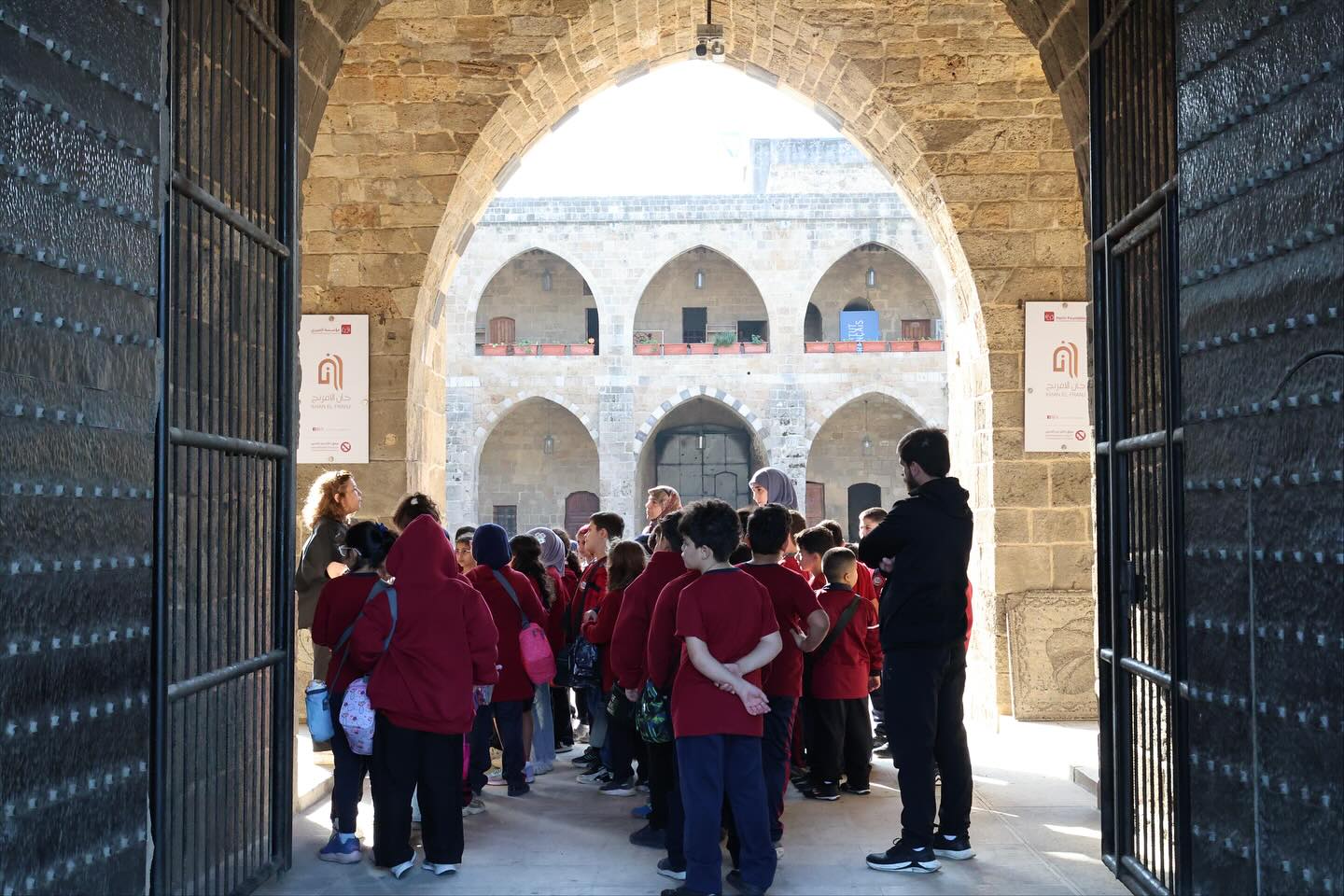 Stars College students visiting Qalaat Saida (Sidon Sea Castle) during an educational trip.