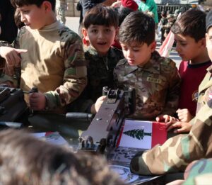 Stars College students visiting the Lebanese Army Barracks for Independence Day.