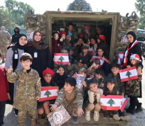 Stars College students visiting the Lebanese Army Barracks for Independence Day.