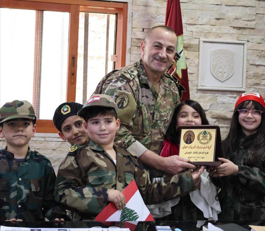 Stars College students visiting the Lebanese Army Barracks for Independence Day.