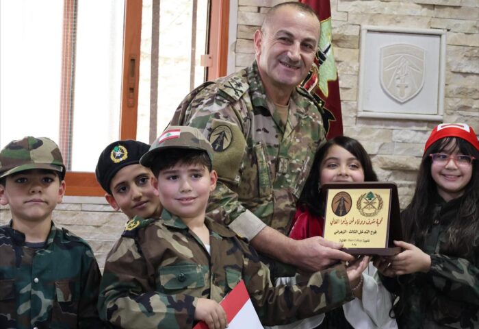 Stars College students visiting the Lebanese Army Barracks for Independence Day.
