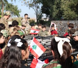 Stars College students visiting the Lebanese Army Barracks for Independence Day.
