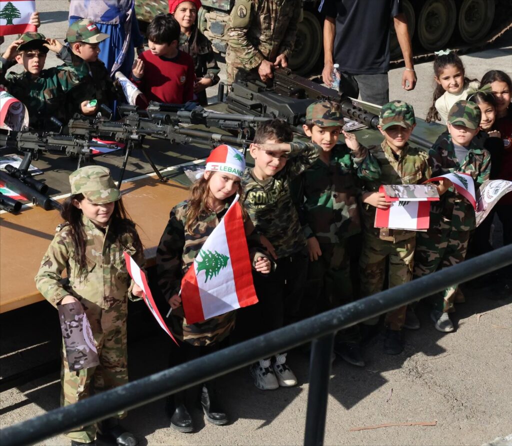 Stars College students visiting the Lebanese Army Barracks for Independence Day.