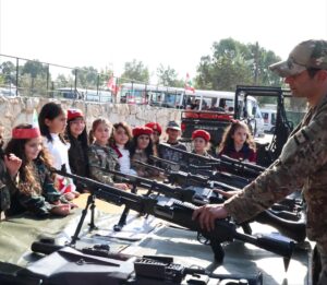 Stars College students visiting the Lebanese Army Barracks for Independence Day.