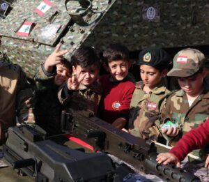 Stars College students visiting the Lebanese Army Barracks for Independence Day.